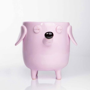 Pink ceramic mug sleepy dog. Big handmade dog mug, pastel mug, pink dog, grumpy dog, lazy dog mug, handmade ceramics, big pink mug, image 6