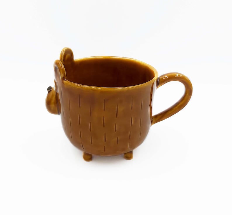 Brown bear cup, Sweet Teddy Bear cup for coffee or tea, Coffee cup, Ceramic cup. Animal Cup. Bear ceramics image 2