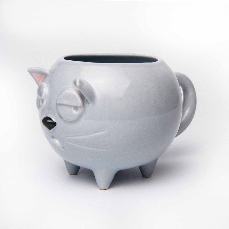 Cat lover gift, Cat mug, Grumpy cat, Gray mug, handmade mug, ceramic mug, funny gift, Cat Lover Gift, image 7