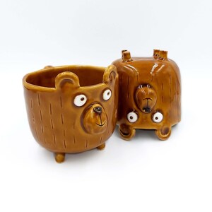 Brown bear cup, Sweet Teddy Bear cup for coffee or tea, Coffee cup, Ceramic cup. Animal Cup. Bear ceramics image 4