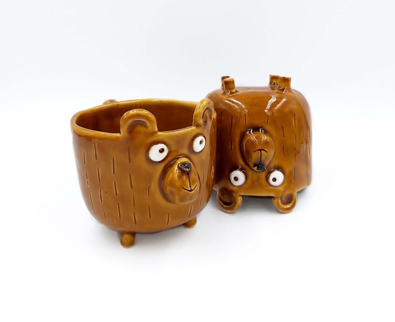 Brown bear cup, Sweet Teddy Bear cup for coffee or tea, Coffee cup, Ceramic cup. Animal Cup. Bear ceramics image 4