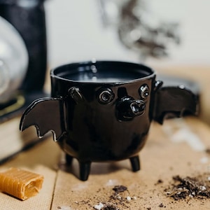 Ceramic bat cup, Handmade cup, black cup for coffee, Sweet forest animal, Tea cup, Animal lover gift,  cup for Coffee Lovers.