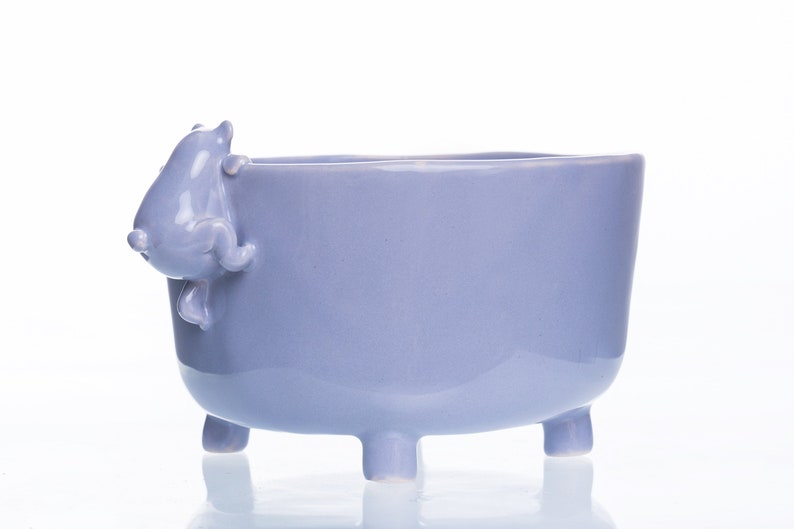 Gray Ceramic Bowl with Teddy Bear, Handmade bowl in pastel colour, breakfast bowl with Bear. Cartoon Bear character. Ready to ship image 2