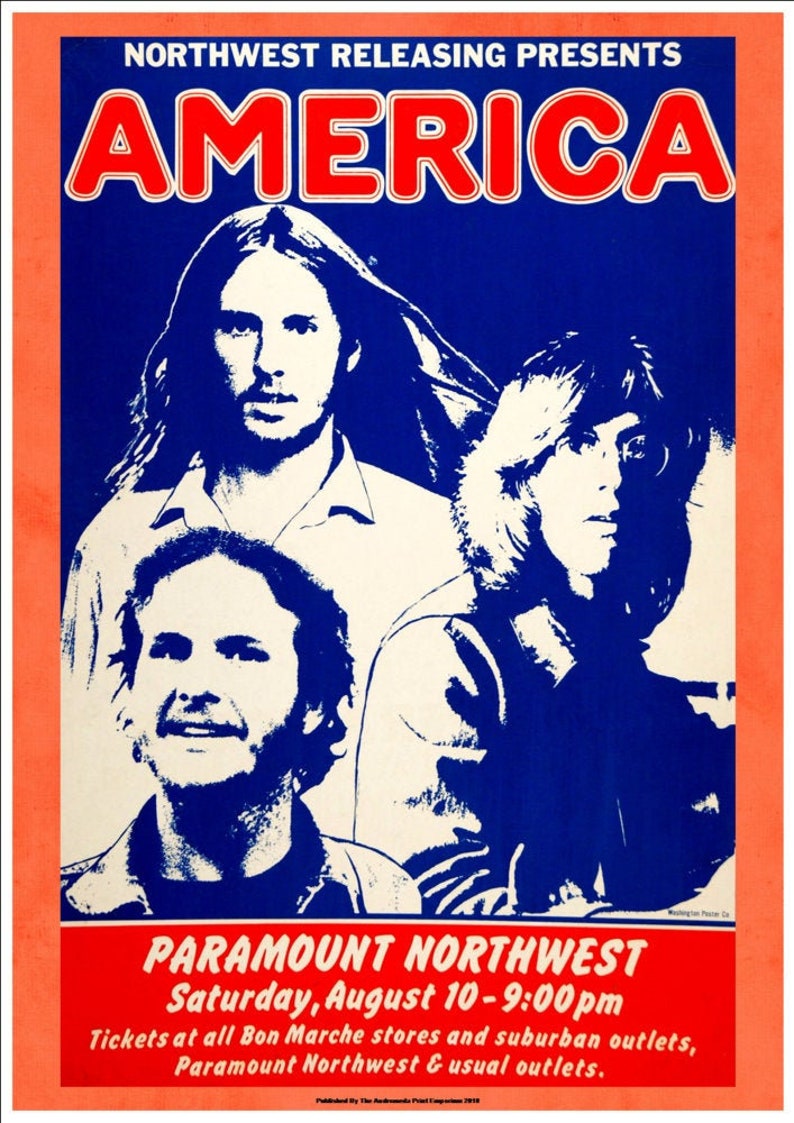 America Concert Poster Re Print 5505 Etsy