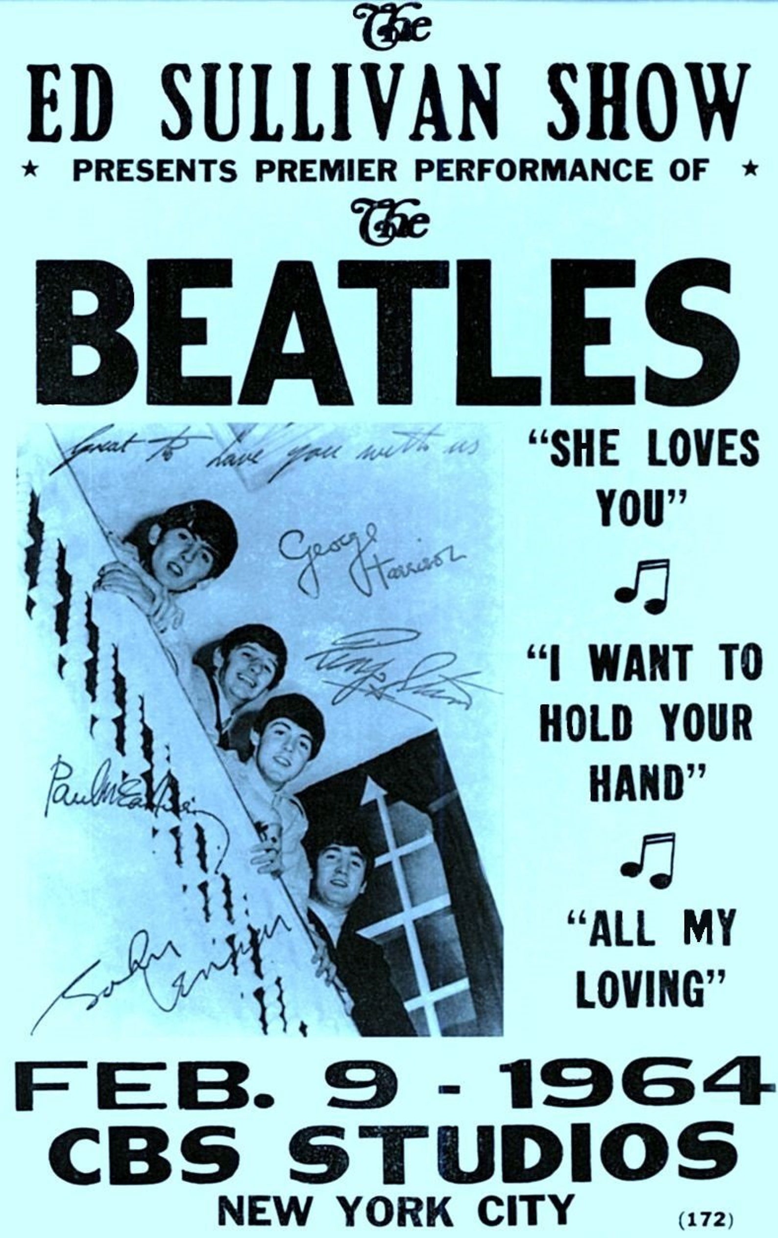 the-beatles-on-the-ed-sullivan-show-2-9-64-concert-poster-etsy