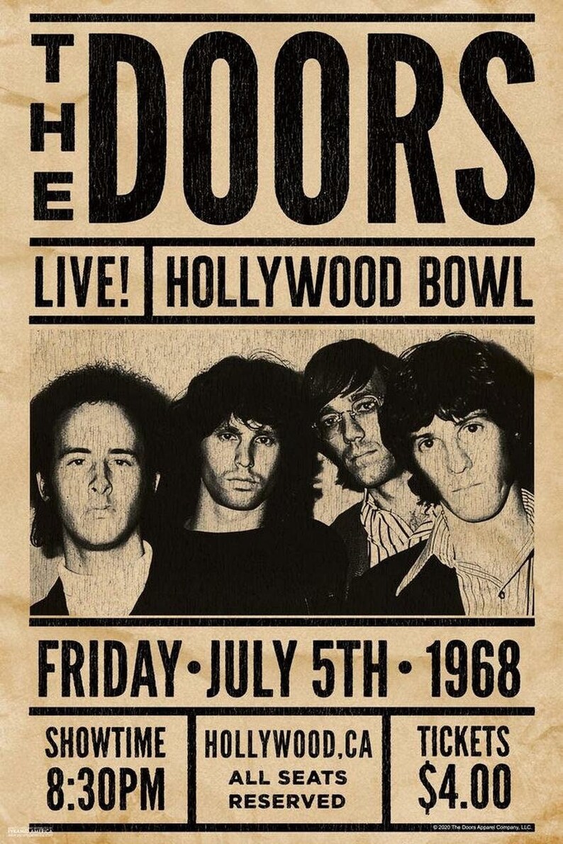 The Doors at the Hollywood Bowl Concert Poster Re Print 5598 - Etsy