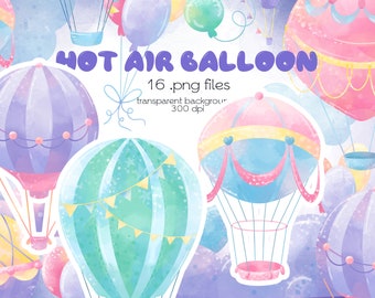 Hot Air Balloon Clipart / PNG Files / Instant Download