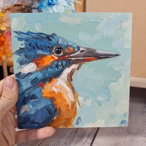 Kingfisher / Original Oil Painting / Nature Inspired Bird Artwork / Unique Gift / Home Decor