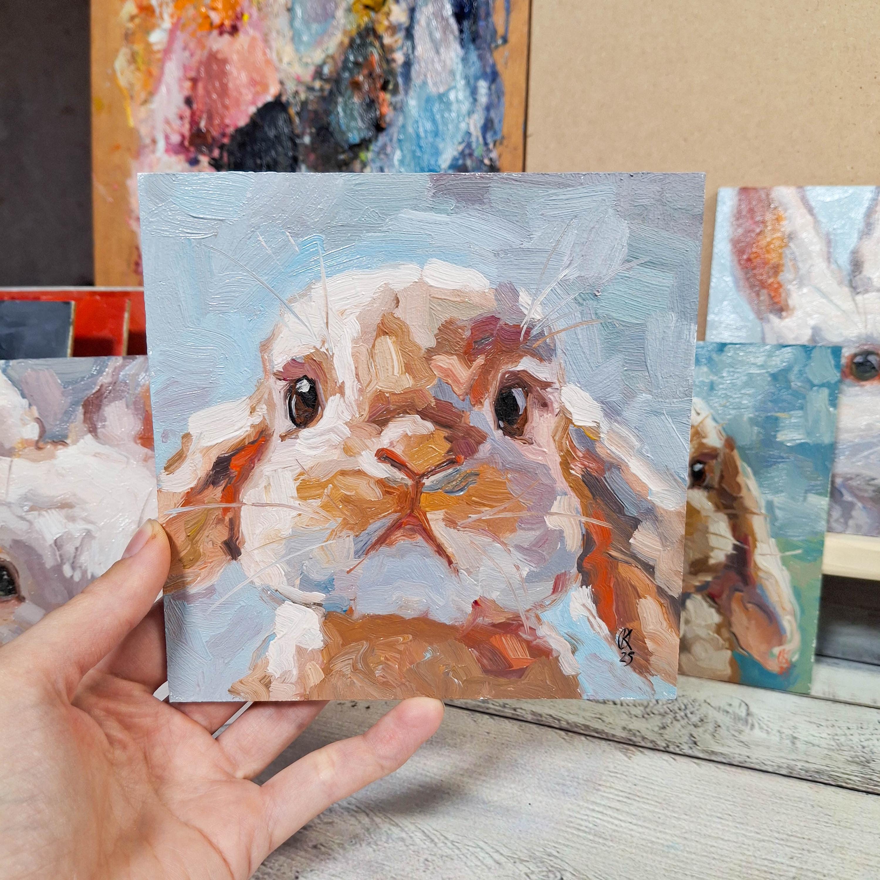 White Rabbit Original Oil Painting, Modern Art, Gift, Decor - Etsy