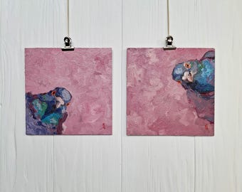 Pintura al óleo de paloma, arte mural de aves enmarcado, regalo para amantes de las palomas