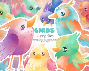 Birds clipart / Little Birds / PNG Files / Instant Download