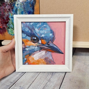 Kingfisher / Original Oil Painting / Nature Inspired Bird Artwork / Unique Gift / Home Decor