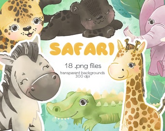 Safari Animals Clipart / African Animals / PNG Files / Instant Download