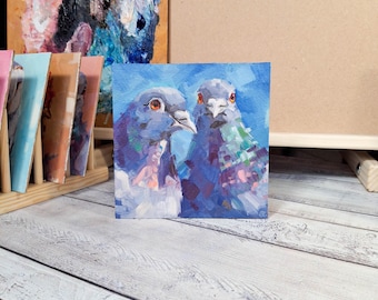 Pintura al óleo de paloma, arte original pintado a mano, estilo moderno, decoración del hogar