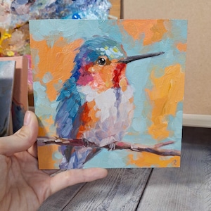 Hummingbird / Original Oil Painting / Gift for Nature Lovers / Home Decor
