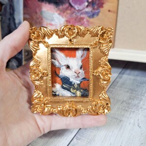 Retrato de conejo encantador / Pintura al óleo original / Arte moderno / Regalo único / Decoración