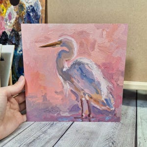 Garza / Pintura al óleo original / Arte místico moderno / Regalo único / Decoración del hogar