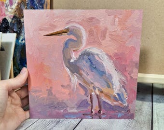 Heron Bird / Original Oil Painting / Modern Mystical Art / Unique Gift / Home Decor