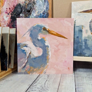 Heron Bird / Original Oil Painting / Modern Mystical Art / Unique Gift / Home Decor