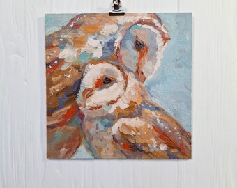 油絵　メンフクロウ　「知る」 油絵 メンフクロウ 「知る」