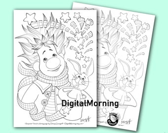 Premium Coloring Page PDF for Adults and kids circus magic surprise line art Coloring page