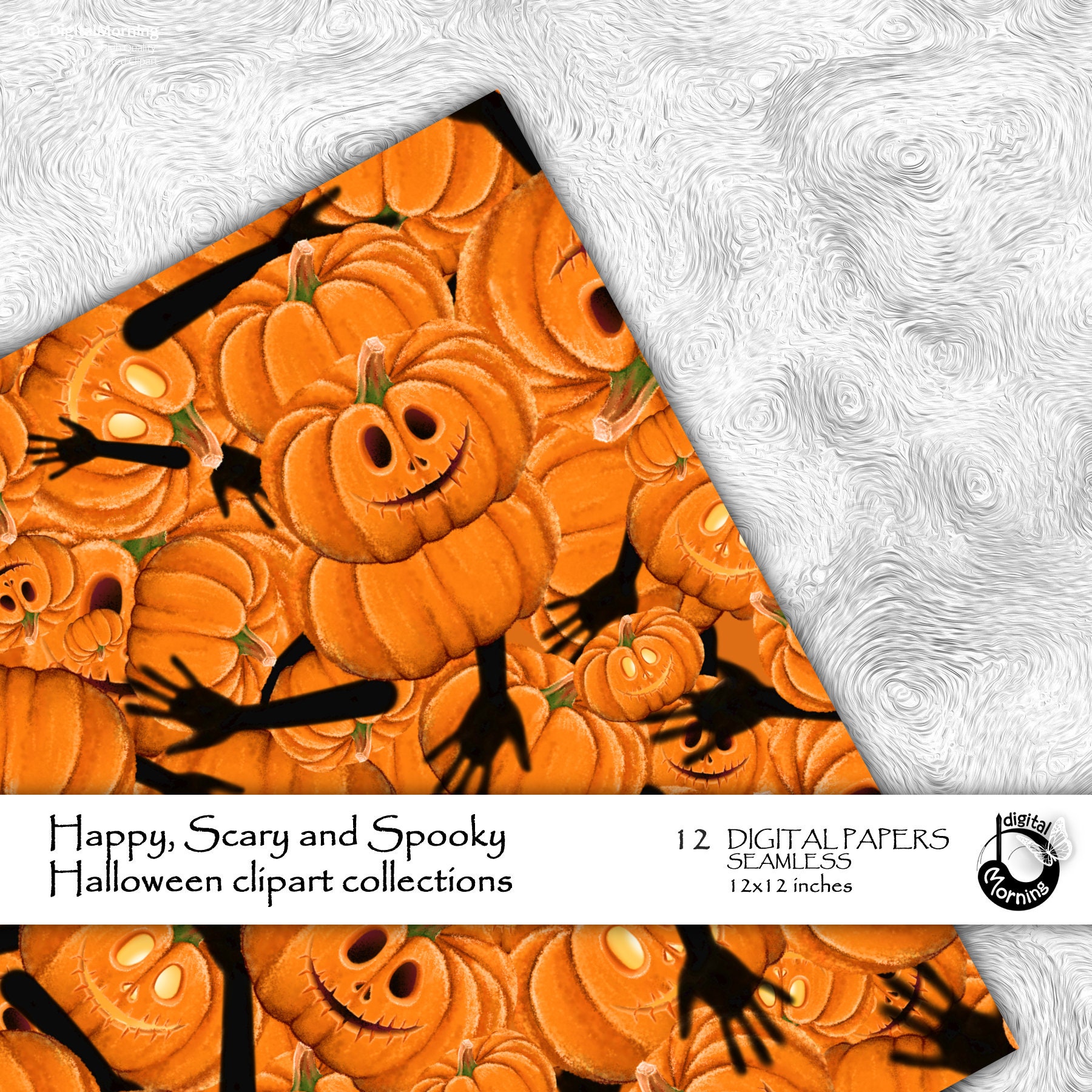 Spooky Halloween Seamless Digital Paper Pack, Halloween Background ...