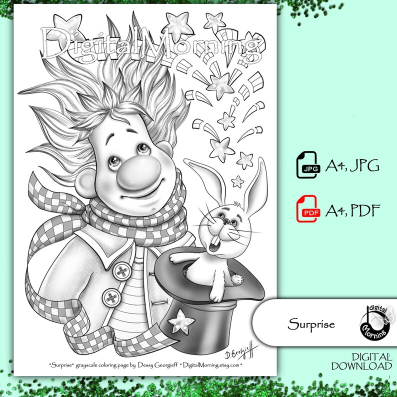 Premium Coloring Page PDF for Adults and Kids Circus Magic | Etsy