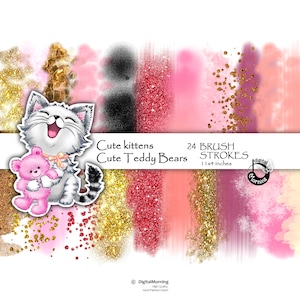 Gold paint  brush strokes Logo clipart, Glitter blush brush stroke clipart, Brush strokes png, Blog header clip art, Pink brush stroke