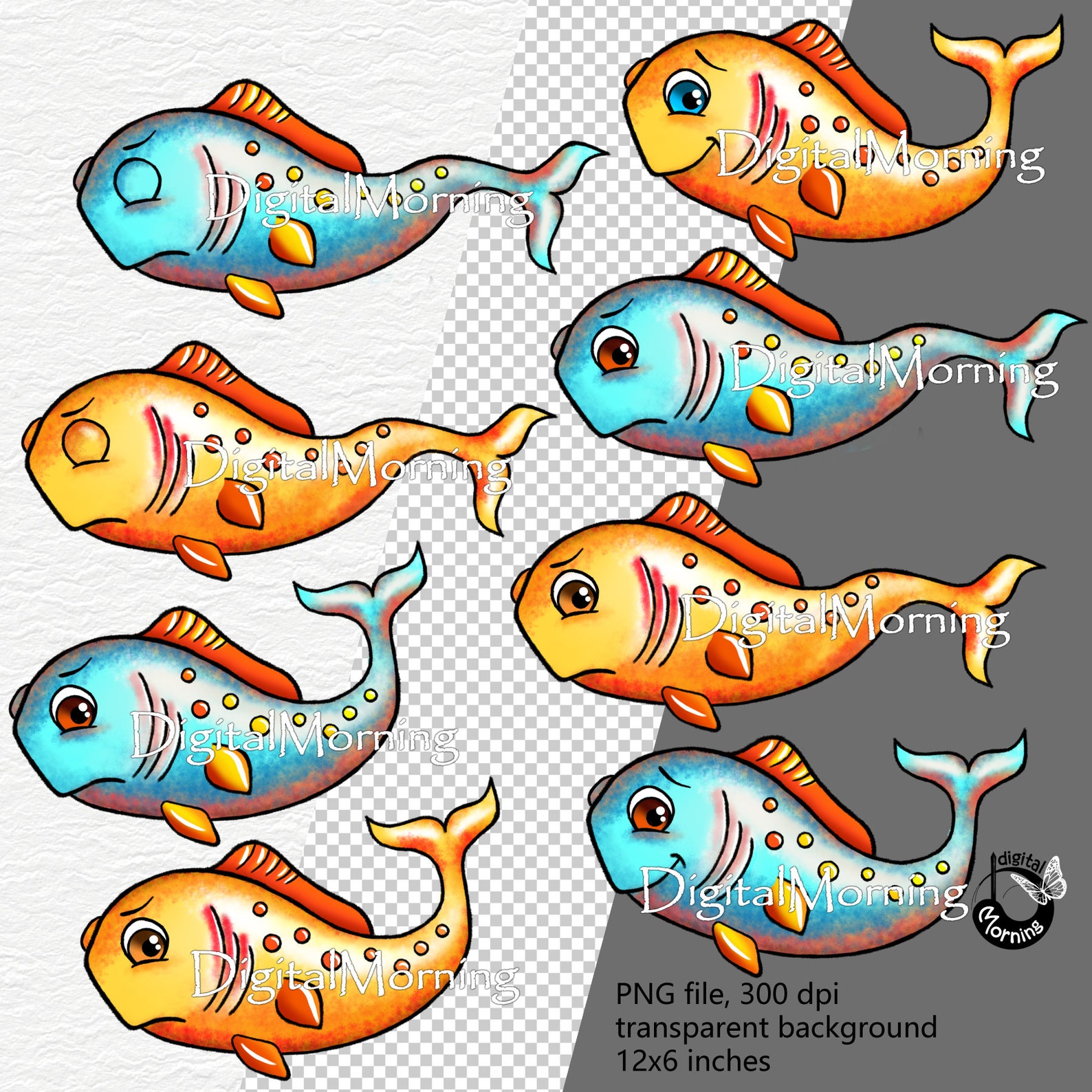 Fish Crotoon Cute Fish clipart cartoon fish | Etsy