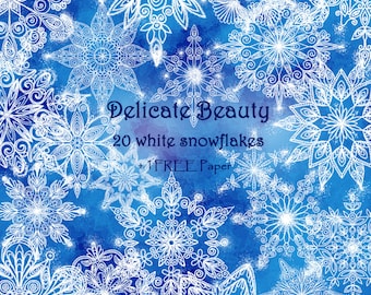 Snowflake Clipart, Digital Snowflakes, Winter graphics, Snowflake Graphics