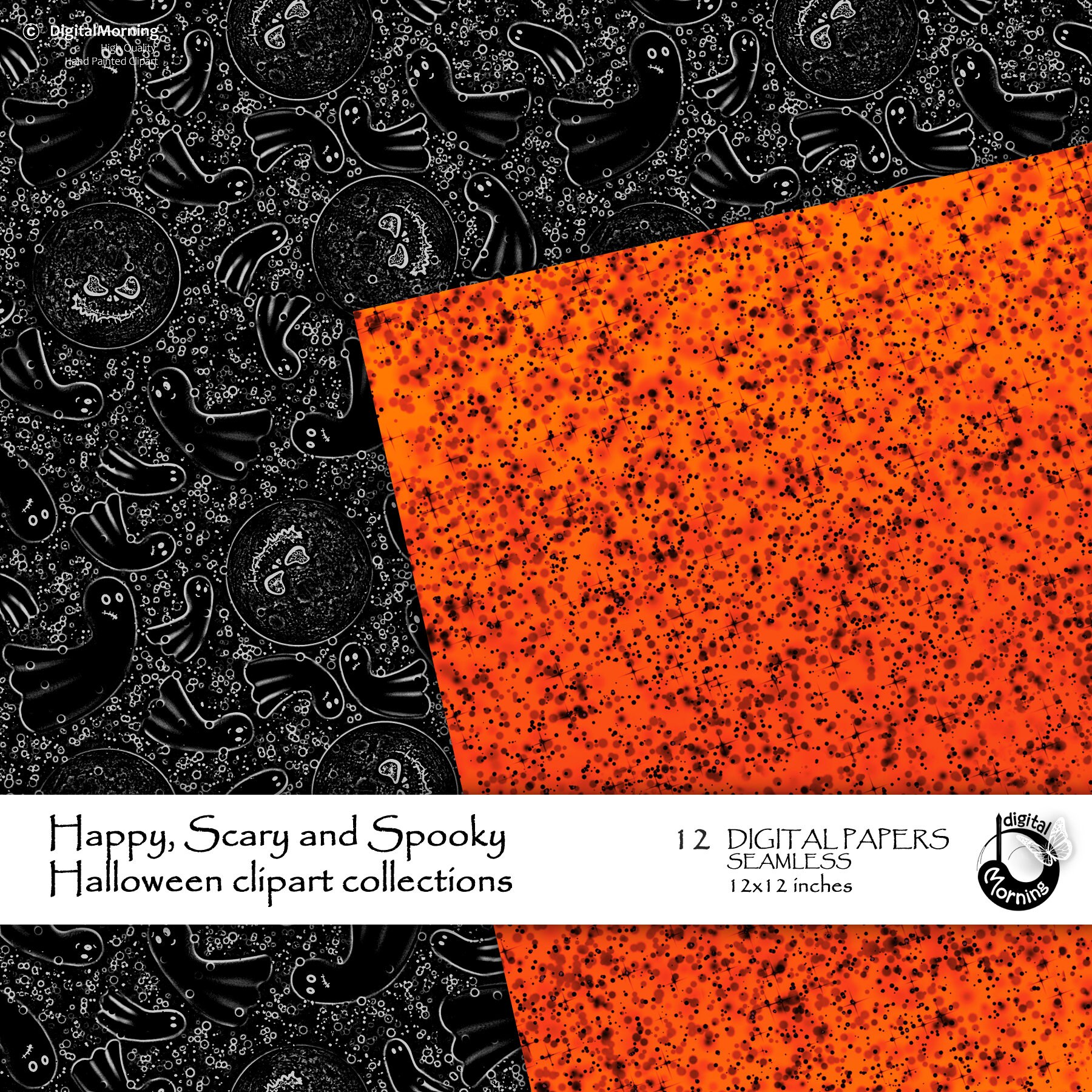 Spooky Halloween Seamless Digital Paper Pack, Halloween Background ...