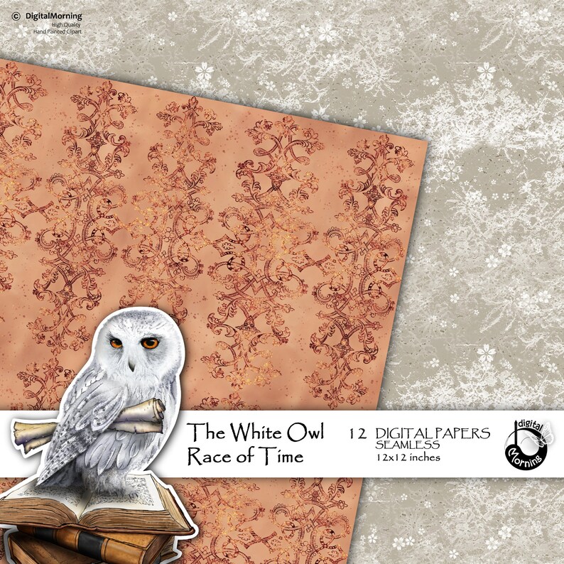 Harry Potter digital paper pack clipart Owl Old books digital Etsy