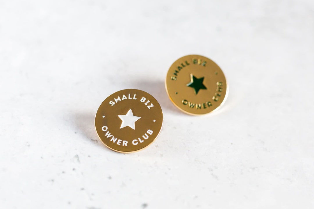 Small Biz Owner Club - White and Gold - Soft Enamel Pin - Creative ...