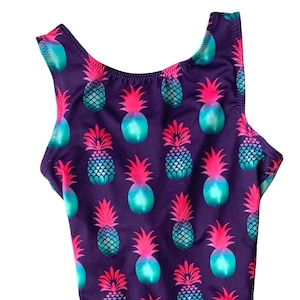 Gymnastics Leotard Purple Pineapple Girls, Toddler, Baby, Teens, Women