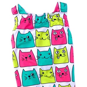 Gymnastics Leotard Cute Colorful Cats Girls, Toddler, Teens, Women