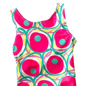 Gymnastics Leotard Pink Abstract Circles Girls, Women, Toddler, Baby, Teen