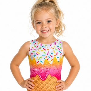 Ice Cream Gymnastics Leotard | Girls Practice Leo | Custom Made for Gymnastics, Dance, Tumbling & Cheer