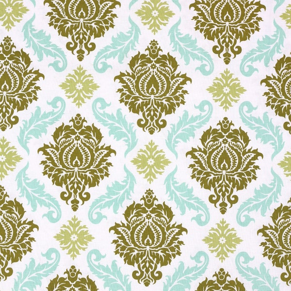 Joel Dewberry Fabric Aviary 2 Collection in Green Damask Pattern Fabric Free Spirit Fabrics Quilting Fabric Cotton Fabric by the Yard OOP