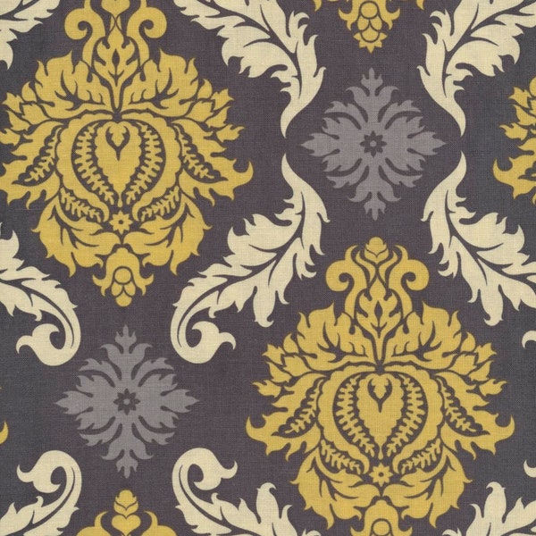 REMNANT 14" - Joel Dewberry Fabric - Aviary 2 Collection Grey Fabric Free Spirit Fabric Quilting Fabric Cotton Fabric by the Yard Damask