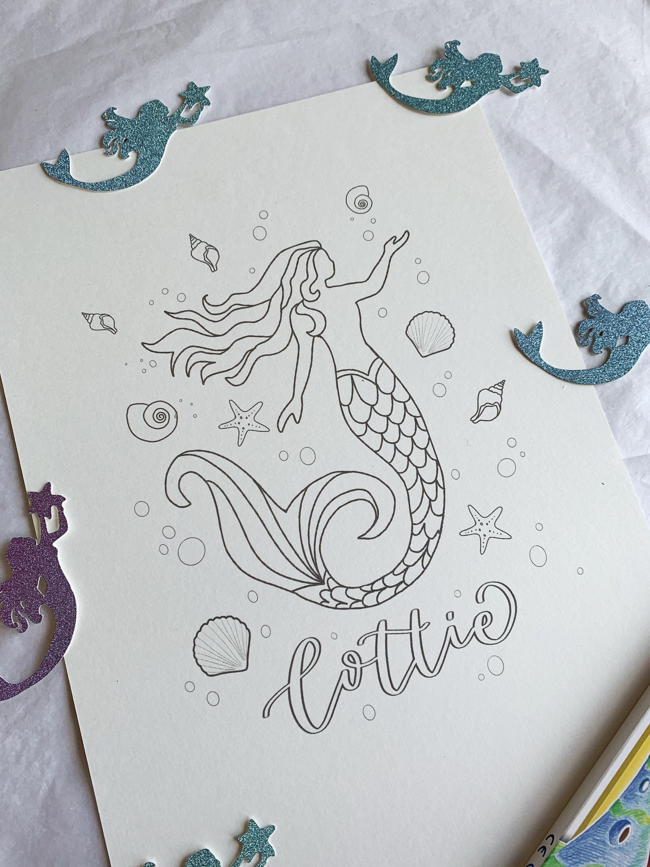 Personalised Mermaid Colouring Kit Girls Art Gift Mermaid - Etsy UK
