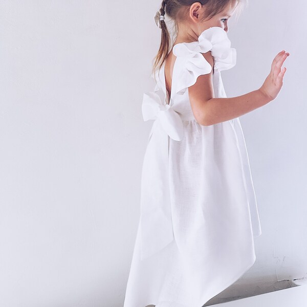 Robe de demoiselle d'honneur blanche, robe de premier anniversaire, tenue pour gâteau de bébé, robe unique pour le 1er anniversaire de naissance, robe de première communion, ivoire taupe blush