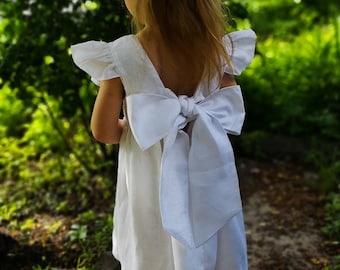 Bloemenmeisje jurk peuter, Boho bloemenmeisje jurk, Boho verjaardag jurk, Baby bloemenmeisje jurk, meisje linnen