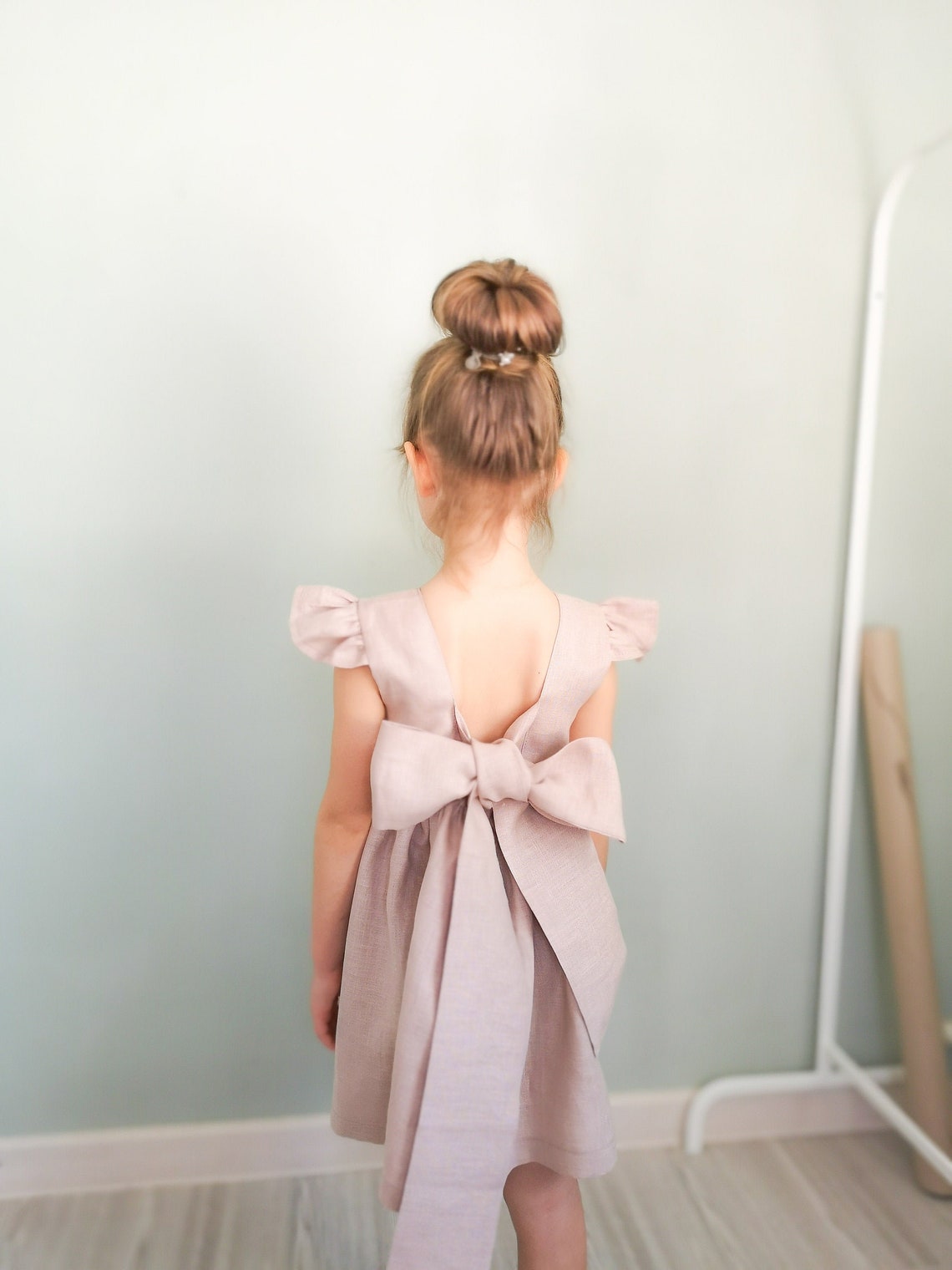 Blush bridesmaid dress white linen dress for girl more Etsy