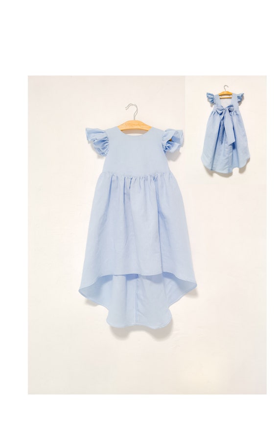 Light blue dress dress for a frozen party toddler linen | Etsy