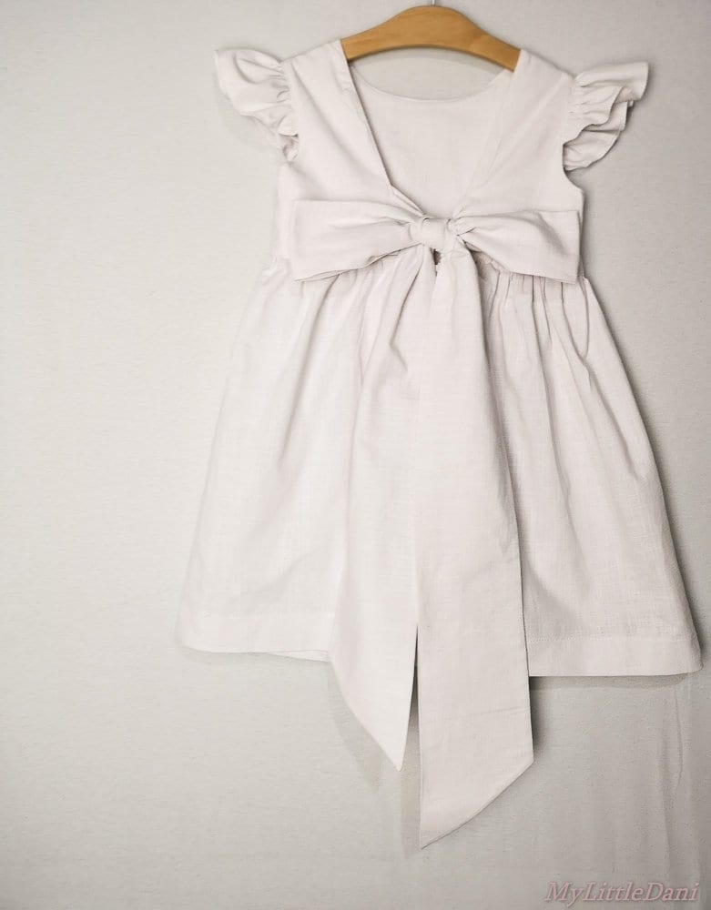 white linen baby dress