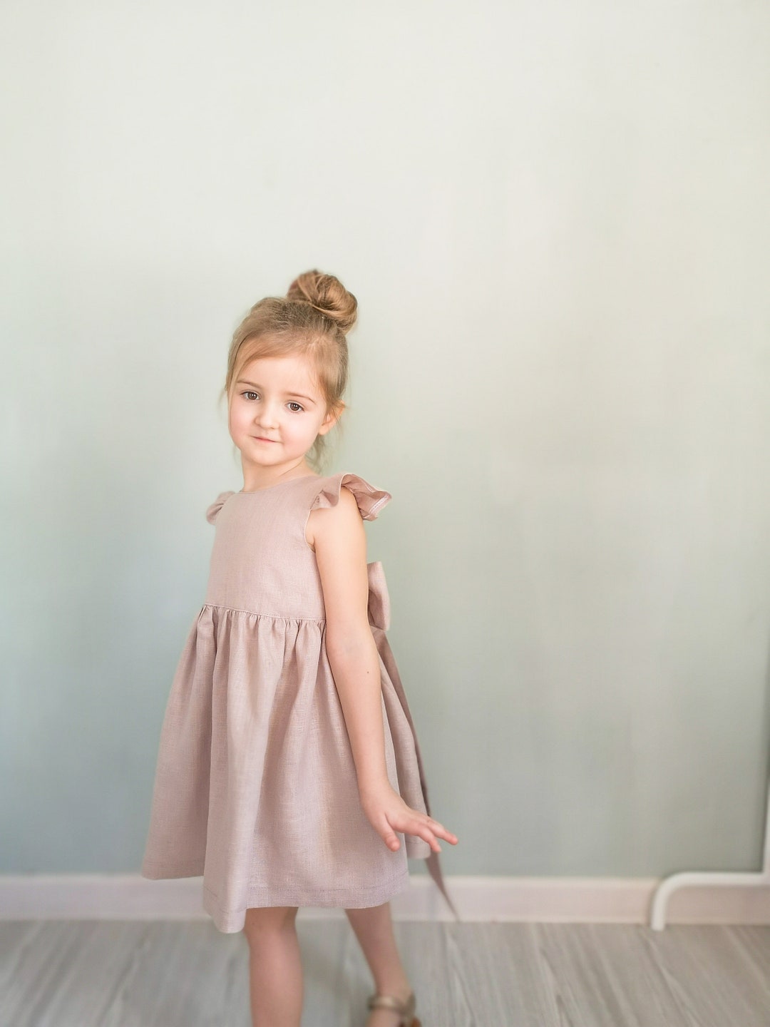 Blush Bridesmaid Dress, White Linen Dress for Girl, More Colors