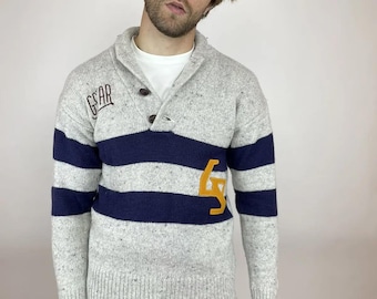 G-star RAW PIT SHAWL Collar knit l/s wool sweater old money style preppy Mens size L