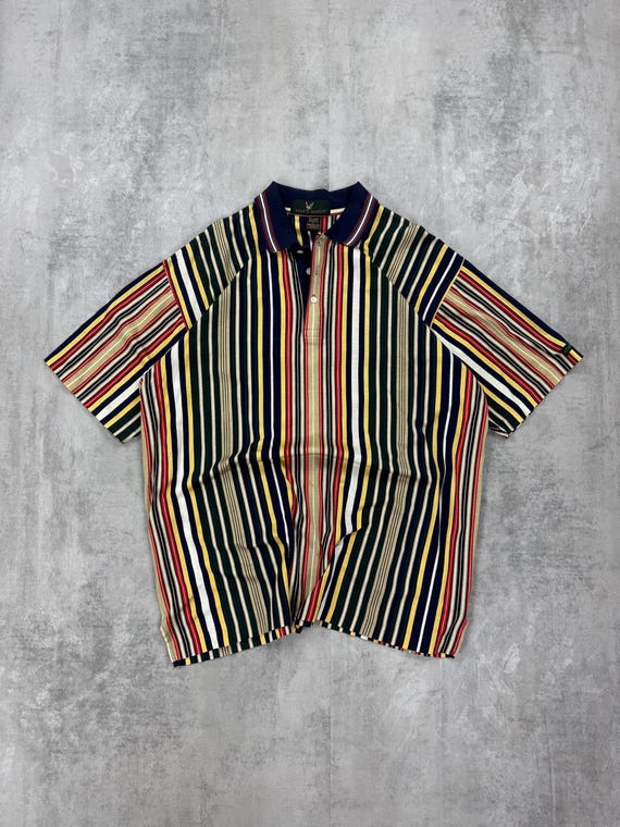 Lyle & Scott, Lyle & Scott Vintage multicolour stripes Polo made in USA size L