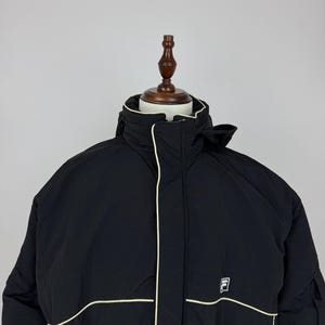 Chaqueta FILA SKI vintage, ropa deportiva oversize, chaqueta de rap negra de invierno, estilo snowboard, talla 2XL imagen 9