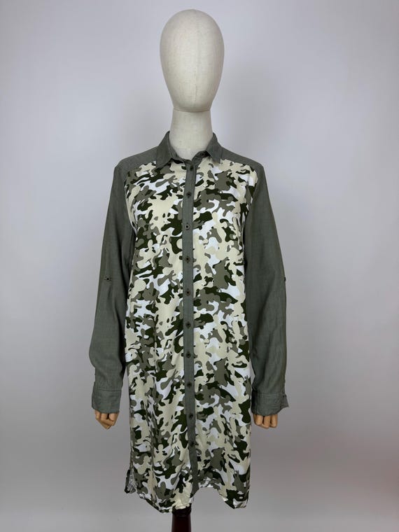 camouflage shirt dress womens G. H. Bass & Co Shirt Dress Womens Buttons Camouflage Rayon Tunic Size XS